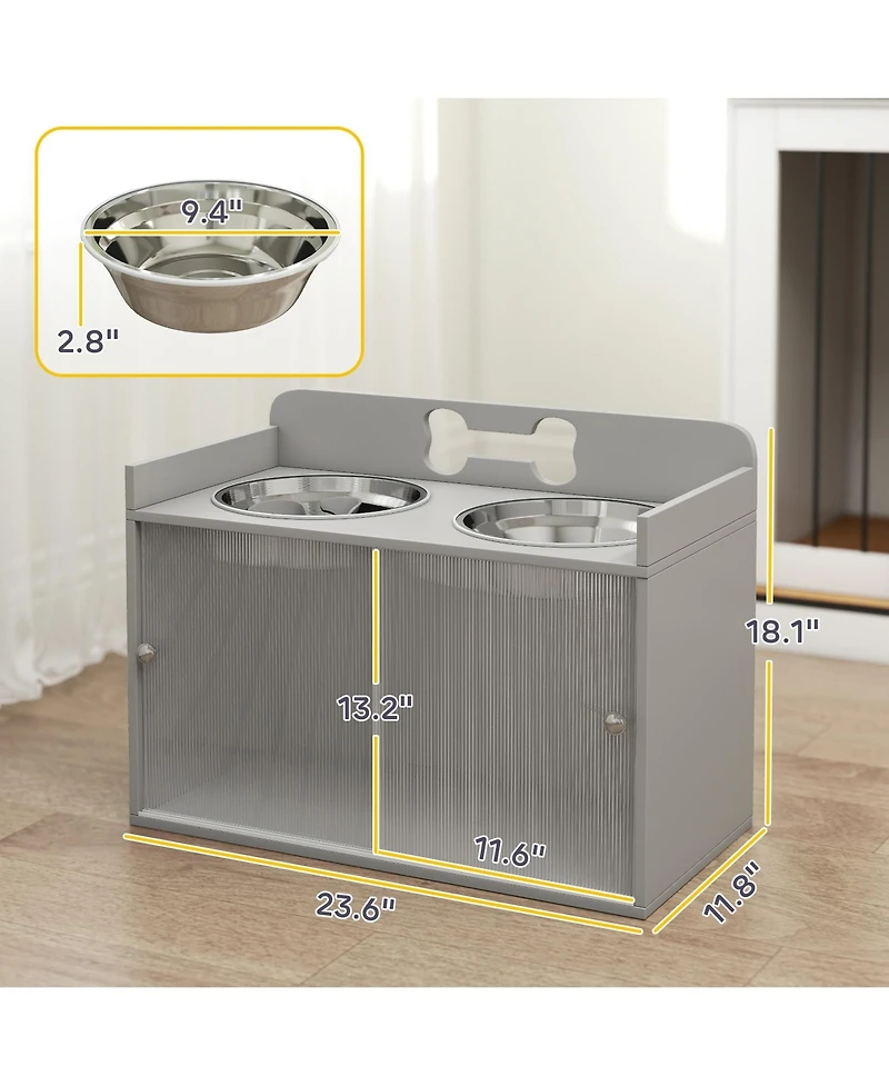 Ruie Elevated Dog Bowls Raised Stand with Hidden Storage and Slow Feeder