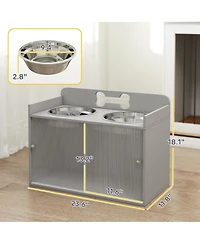 Ruie Elevated Dog Bowls Raised Stand with Hidden Storage and Slow Feeder