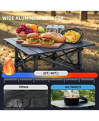 Piscifun Folding Camping Table Portable Outdoor Picnic Lightweight Square Camp Cup Holders Food Basket Travel Bag