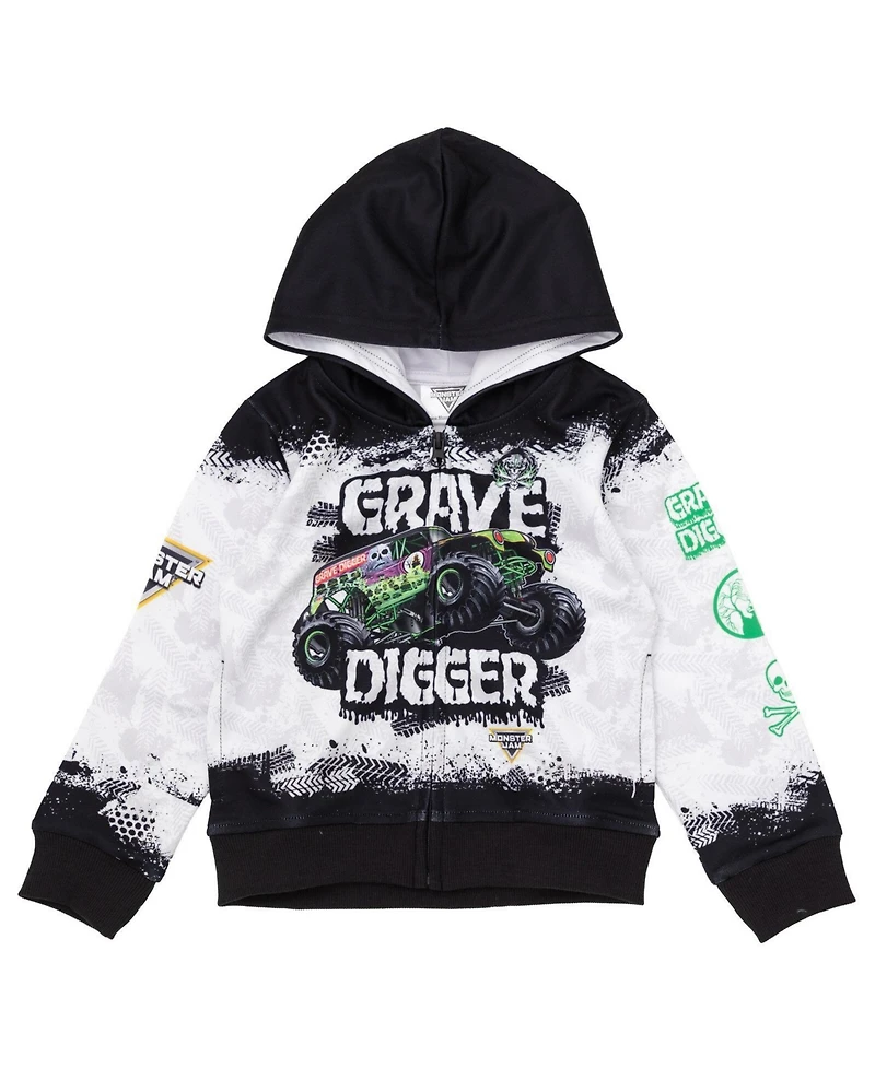 Monster Jam Kids & Baby Grave(5-12) Digger Boys' Fleece Zip-Up Hoodie