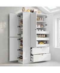 Streamdale Furniture 73.6" Farmhouse Kitchen Pantry Cabinet with 8 Shelves, 2 Drawers and 4 Doors