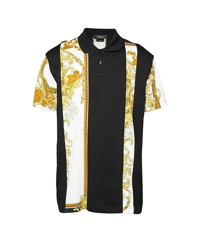 Pre-Owned Versace Men's Barocco Print Pique Polo T-Shirt
