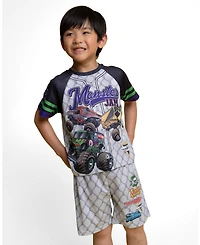 Monster Jam Boys' 5-12 Athletic 2-Piece Baseball Jersey and Shorts Set