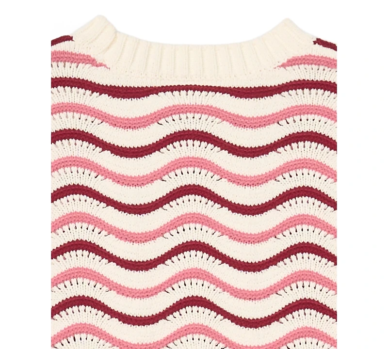 CeCe Girls' 4-16 Crewneck Pointel Sweater
