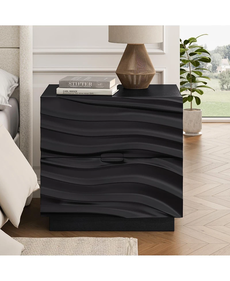 Streamdale Furniture Solid Wood 2-Drawer Nightstand
