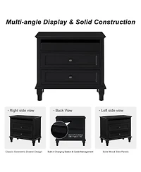 Streamdale Furniture 28" Farmhouse 3-Drawer Nightstand with Charging Station and Usb Ports