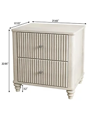 Streamdale Furniture Fluted 3-Drawer Mid-Century Modern Nightstand, 21.65" Wide