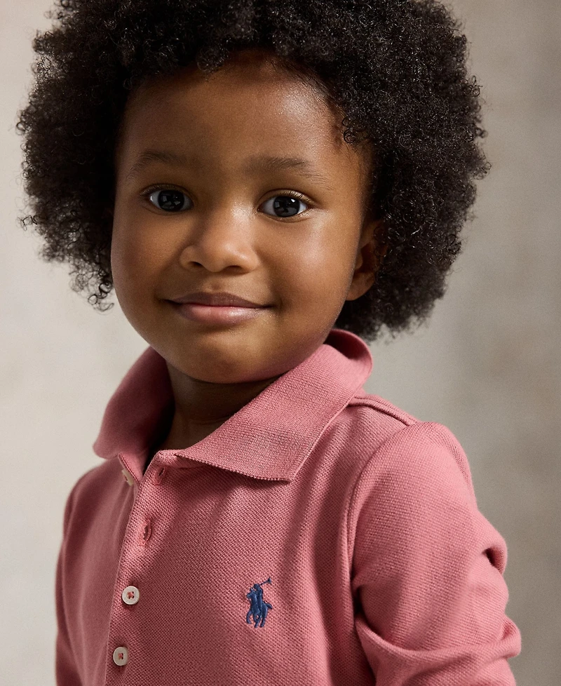 Polo Ralph Lauren Girls' 2T-6X Stretch Mesh Long-Sleeve Dress