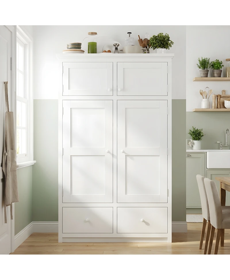 Streamdale Furniture Freestanding Kitchen Pantry Cabinet with 8 Door Shelves, 4 Trays and 6 Drawers