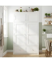 Streamdale Furniture Freestanding Kitchen Pantry Cabinet with 8 Door Shelves, 4 Trays and 6 Drawers