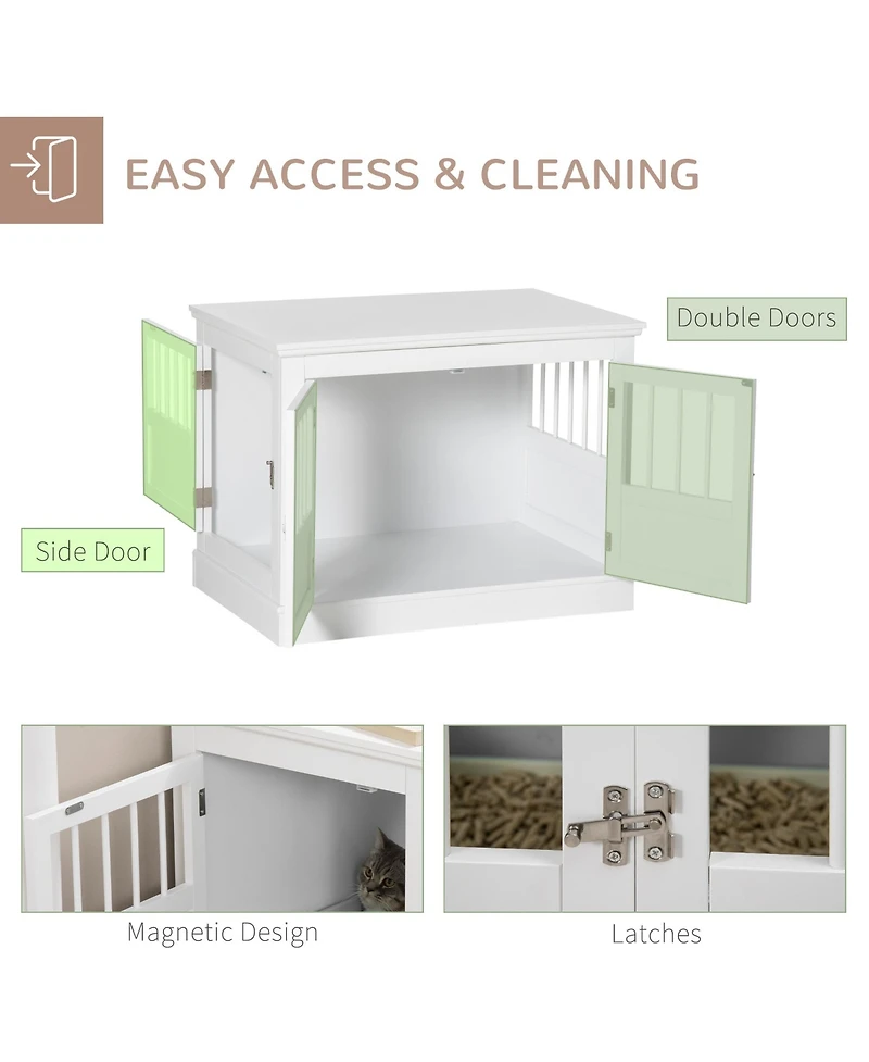 Ruie Wooden Dog Crate End Table Furniture with Triple Doors