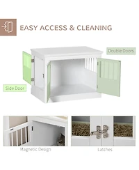 Ruie Wooden Dog Crate End Table Furniture with Triple Doors