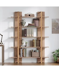Tribesigns 5-Tier 47" Bookshelf: Boho Open Display Shelving Unit for Living Room, Office, Bedroom, Metal and Wood