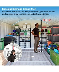 Streamdale Furniture 10' x 12' Metal Outdoor Storage Shed with Floor Frame Kit Tool Shed Heavy Duty