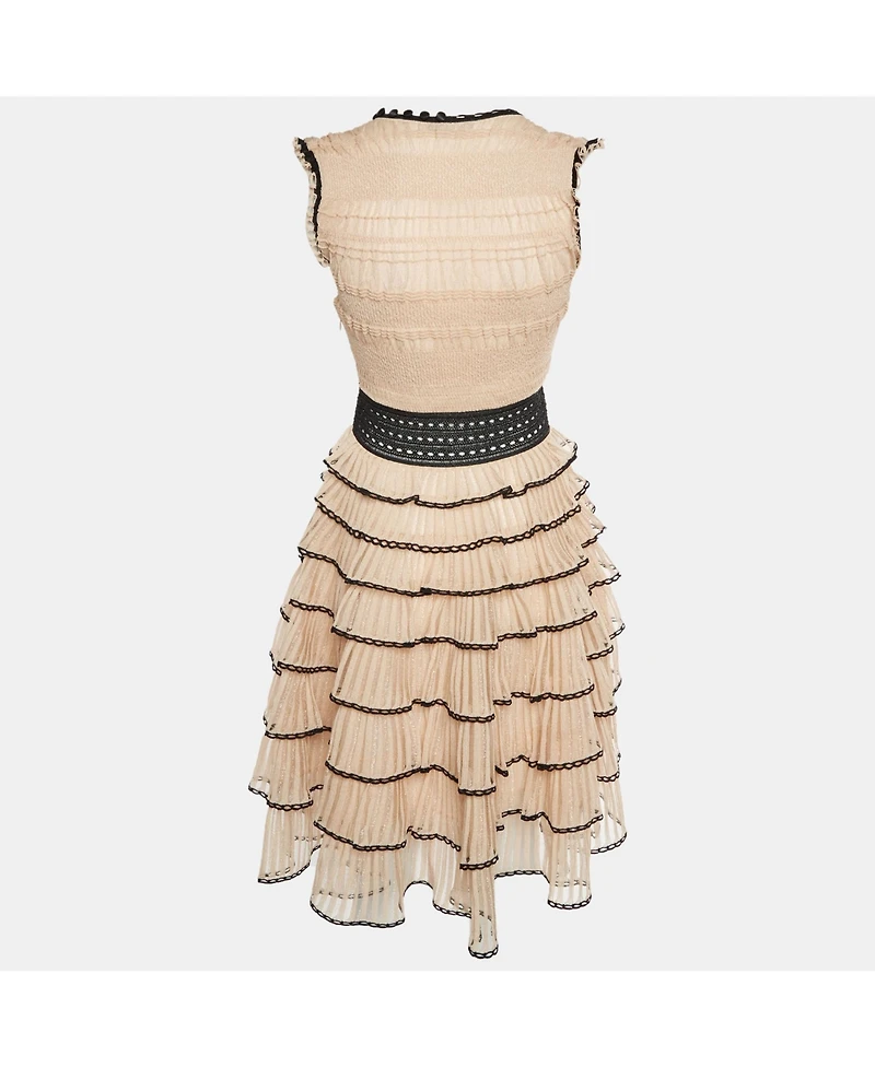 Pre-Owned Alexander Mcqueen Women's Powder Lurex Knit Tiered Mini Dress