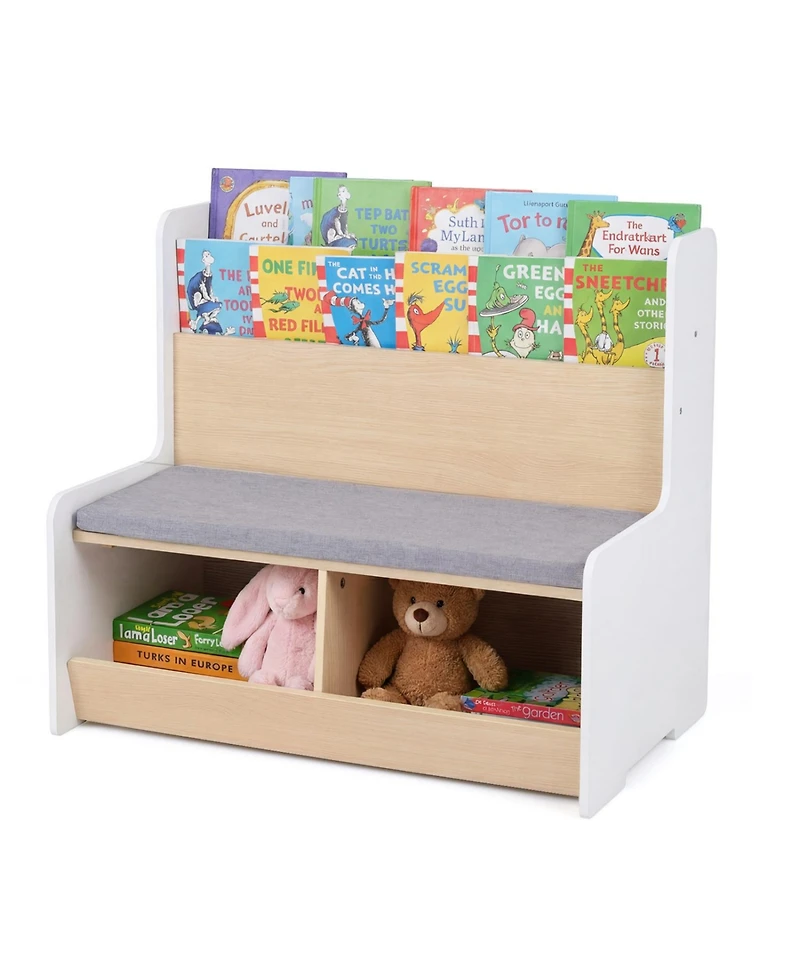 Slickblue Children's Reading Nook Bench with Bookshelf and Cubbies