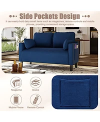 Streamdale Furniture 48" Soft Corduroy Loveseat with Side Storage Pocket and Solid Wood Frame
