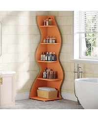 Tribesigns Wavy Corner Shelf Set of 2: 5-tier Curvy Bookshelf. Unique Plant Stand Display Shelf for Living Room, Small Space