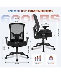 Streamdale Furniture Big and Tall 600lbs Ergonomic Mesh Office Chair with Lumbar Support