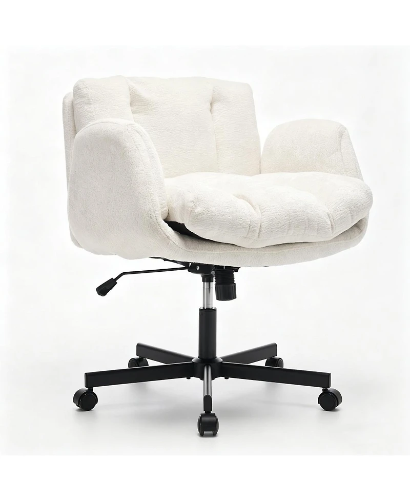Streamdale Furniture Modern Chenille Swivel Office Chair with Adjustable Armrests