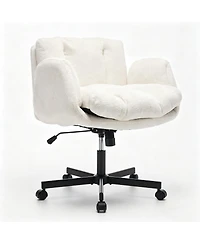 Streamdale Furniture Modern Chenille Swivel Office Chair with Adjustable Armrests