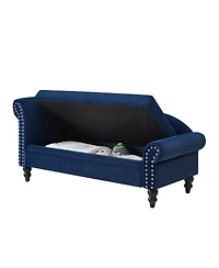 Streamdale Furniture 64.5'' Modern Velvet Storage Chaise Lounge with Lumbar Pillow