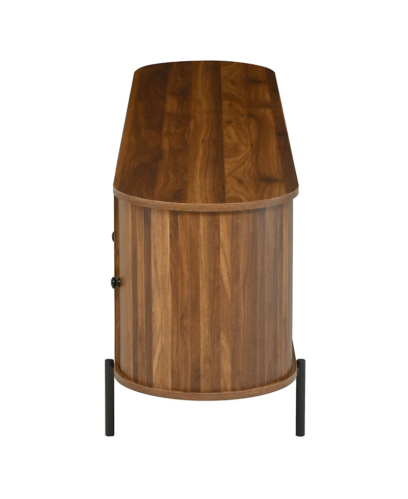 Streamdale Furniture American Style Rattan Tv Stand with Arched Doors and Steel Legs
