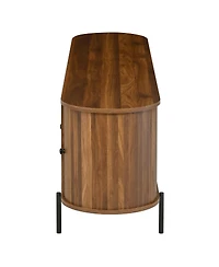 Streamdale Furniture American Style Rattan Tv Stand with Arched Doors and Steel Legs