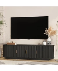Streamdale Furniture 66.9" Farmhouse Tv Stand for TVs up to 75" with Sliding Doors and Shelves