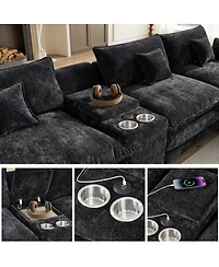 Streamdale Furniture 145" U-Shaped 6-Seat Modular Cloud Sectional Sofa with Usb Console