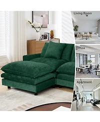 Streamdale Furniture =108-Inch L-Shaped Modular Chenille Fabric Sofa