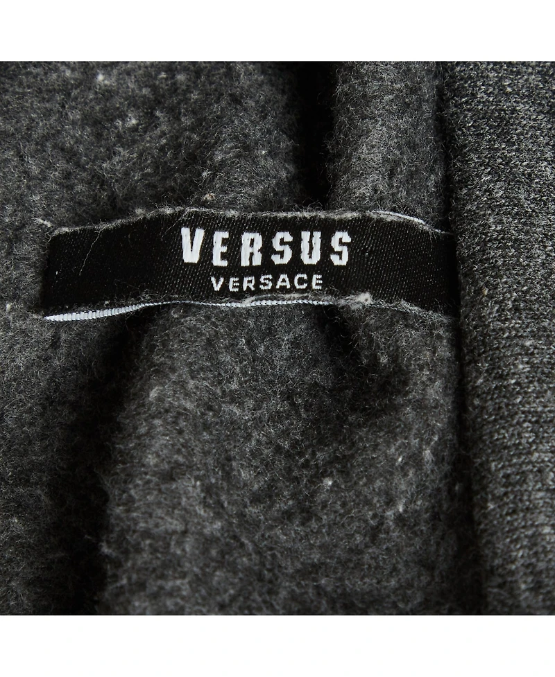 Pre-Owned Versace Men's Cotton Knit Logo Tape Zip Detail Hooded Jacket