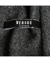 Pre-Owned Versace Men's Cotton Knit Logo Tape Zip Detail Hooded Jacket