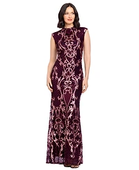 B&A By Betsy and Adam Women's Sequin Embroidery Gown