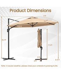 Sugift 9 feet Cantilever Patio Umbrella with Vented Top and Sun-Protective Canopy