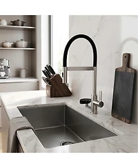 Busdays Brushed Nickel Kitchen Faucet with Magnetic Pull Out Sprayer 360 Swivel Single Handle High Arc Glass Rinser Included