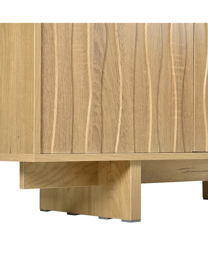 Streamdale Furniture Retro Wood Grain Tv Stand with Wavy Doors for TVs up to 75