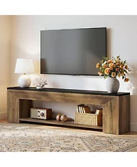 Tribesigns 70.87" Tv Stand for TVs up to 80": Farmhouse wooden entertainment center with open shelf. Low media console for living room, bedroom