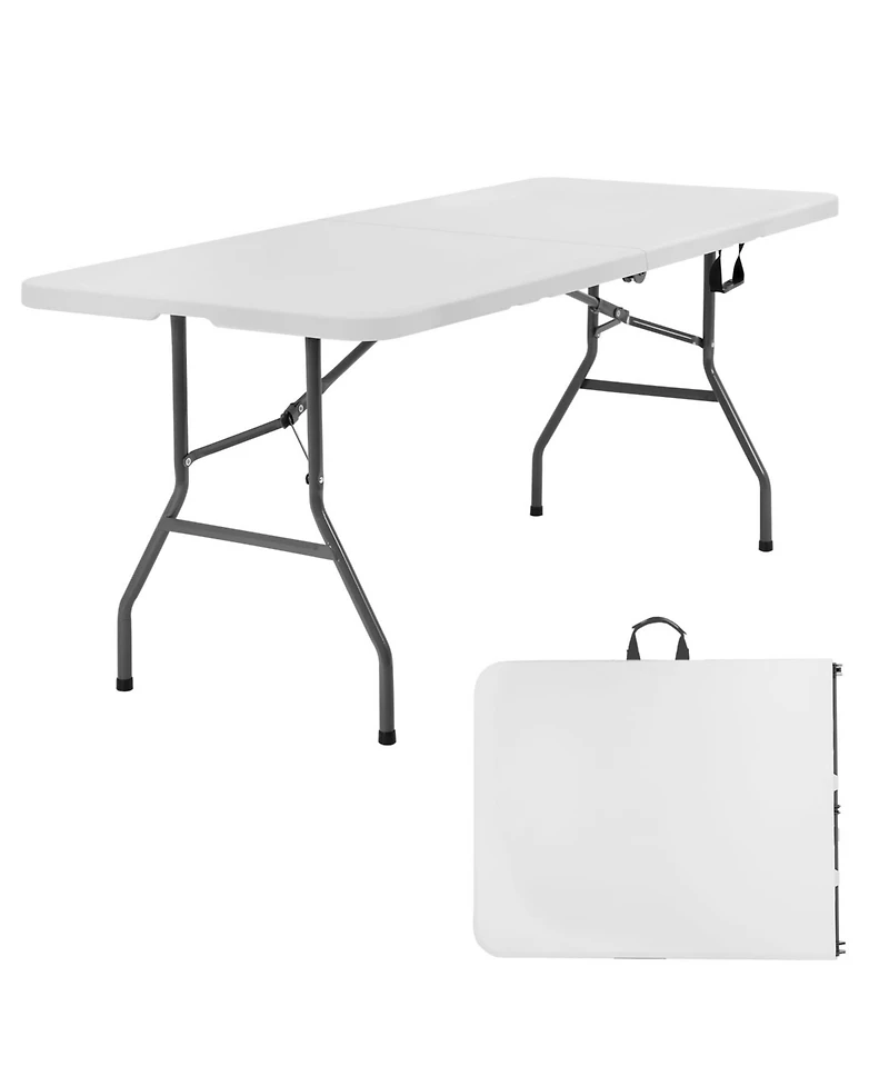 Aofar 6 Feet Folding Table Portable Plastic Steel Frame Lock Carry Handle