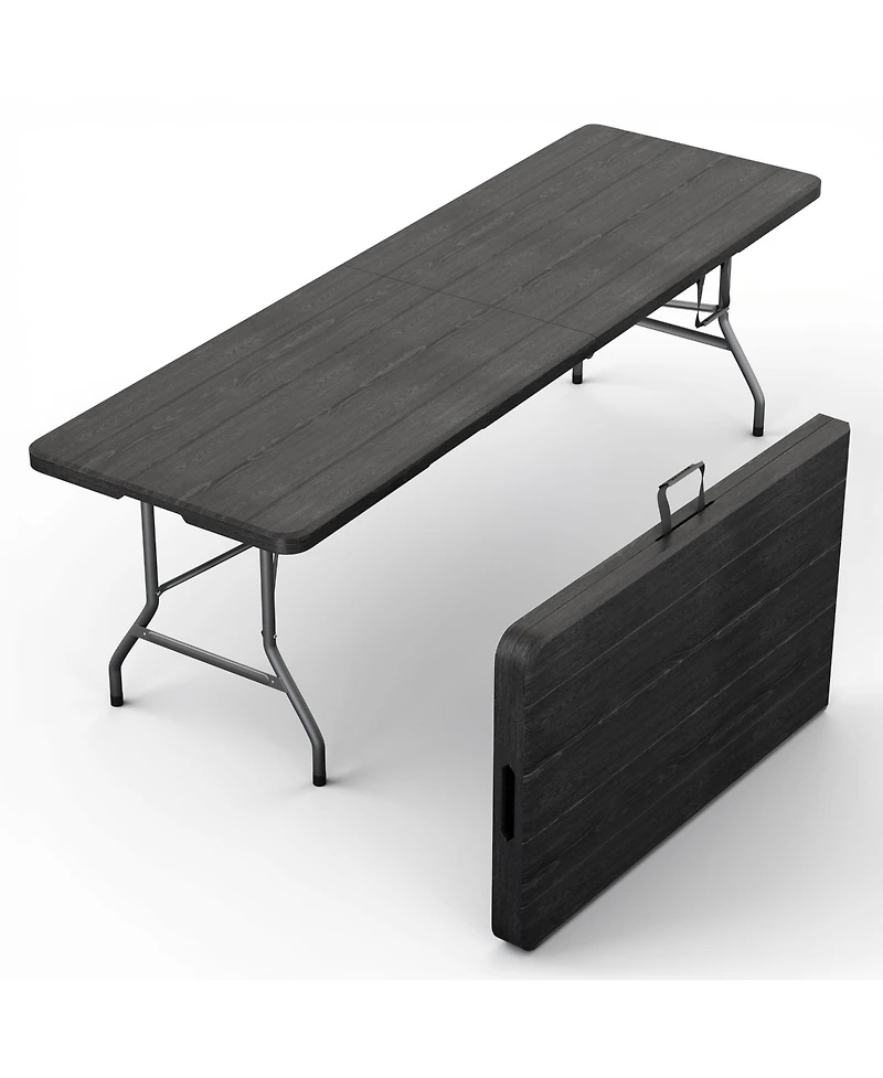 Aofar 8 Feet Foldable Table Steel Portable Handle Heavy Duty Events Camping Utility