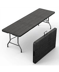 Aofar 8 Feet Foldable Table Steel Portable Handle Heavy Duty Events Camping Utility