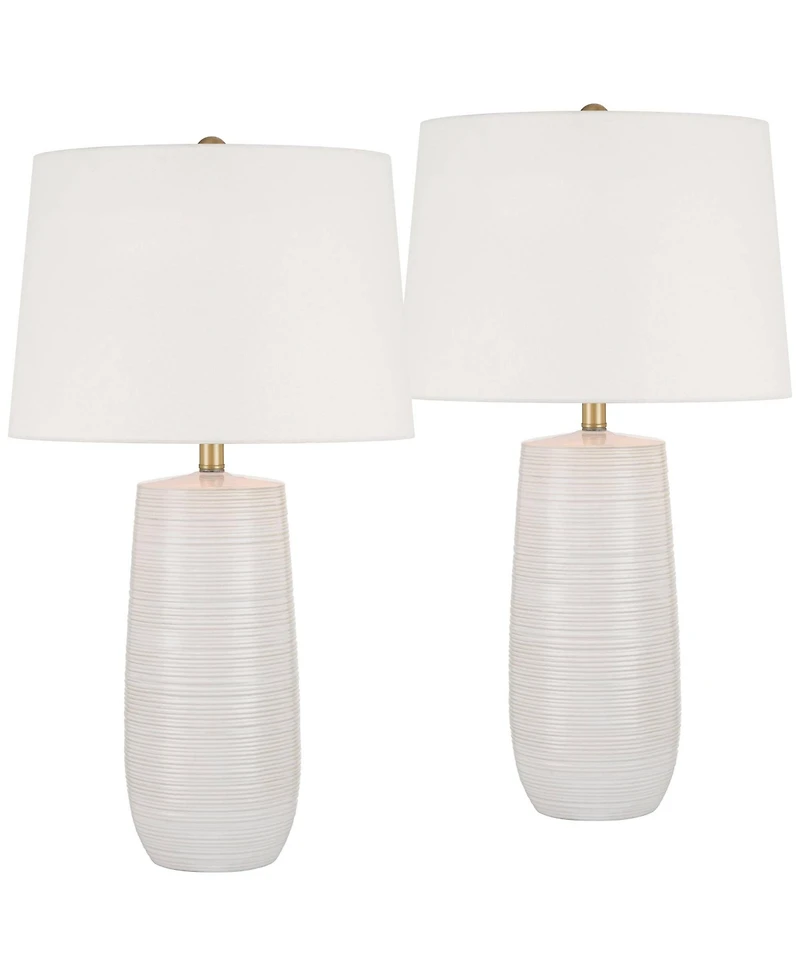 360 Lighting Kerry 28 1/2" High Light Taupe Stripes Ceramic Table Lamp Set of 2