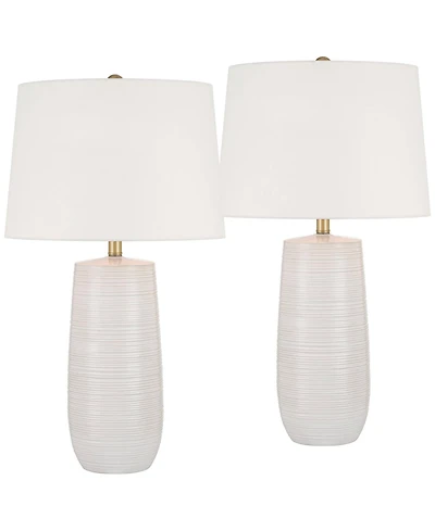 360 Lighting Kerry 28 1/2" High Light Taupe Stripes Ceramic Table Lamp Set of 2