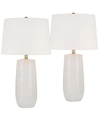 360 Lighting Kerry 28 1/2" High Light Taupe Stripes Ceramic Table Lamp Set of 2