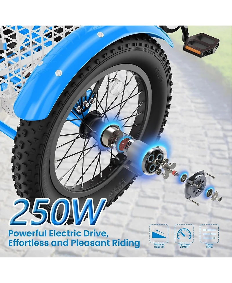 Mooncool CD1 250W Electric Youth Trike, 16" x 3.0" Wheel