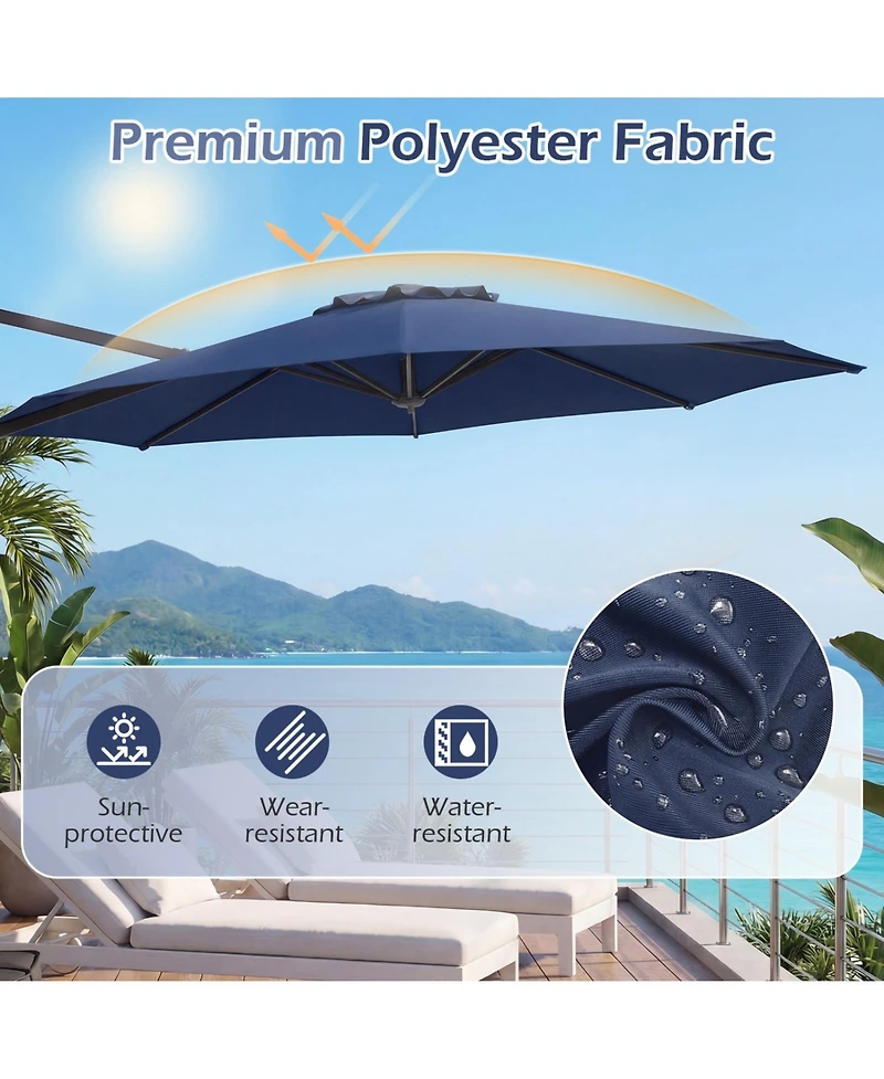 Sugift 10 feet Cantilever Patio Umbrella with Easy Tilt Adjustment and Foot Pedal Rotation