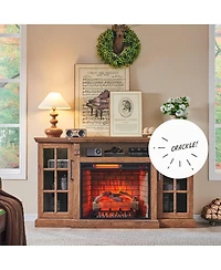 Streamdale Furniture 65" Fireplace Tv Stand for TVs up to 75" with 28" Electric Fireplace and Led