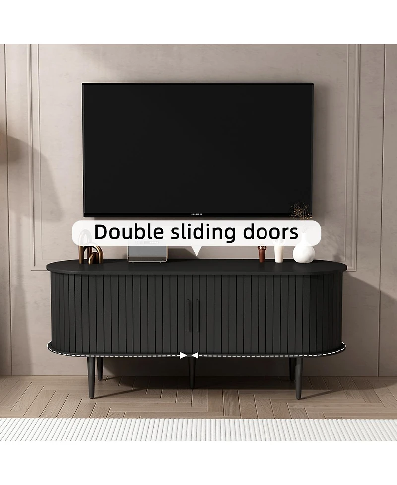 Streamdale Furniture 47" Modern Tv Console with Storage and Sliding Door