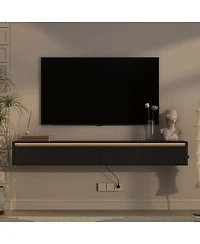 Streamdale Furniture Floating Wall-Mounted Tv Stand with Led Lights and Power Outlet3