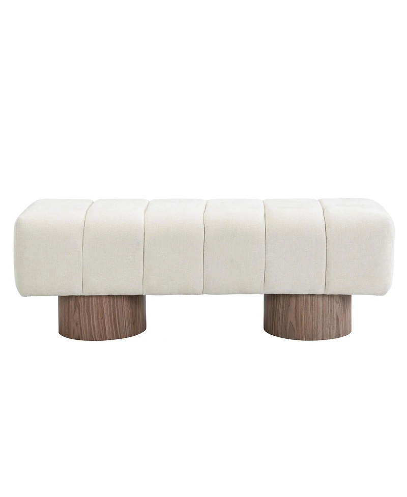 Flynama Chenille Upholstered Dining Bench, Fully Assembled 300lbs Capacity